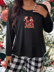 Gnome Letter Print Sleepwear Top