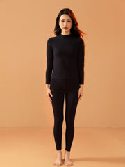 Women's Seamless Thermal Underwear Set Long Sleeve Mock Neck