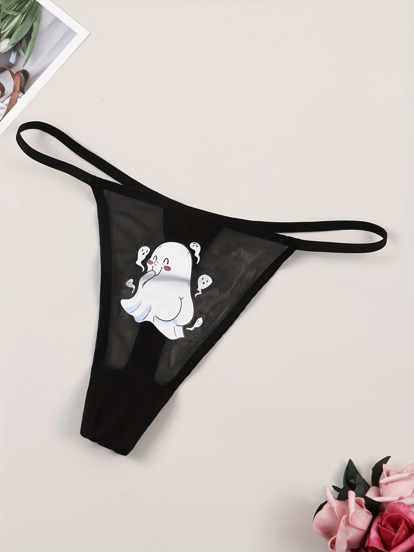 Ghost Print Seamless Thongs Low Waist Intimates Panties