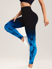 Tie Dye Gradient Yoga Sports Leggings High Elastic Fitness Tight