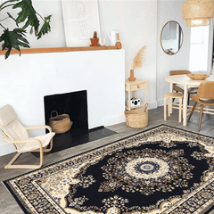 Fluffy Faux Wool Area Rug Non-slip Large Carpet Vintage Oriental Design