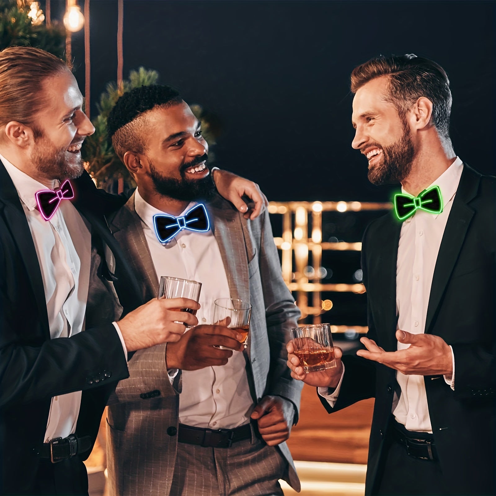 4pcs Light Up Bow Tie For Men LED Neon Glow Dark Accessories Funny Novelty