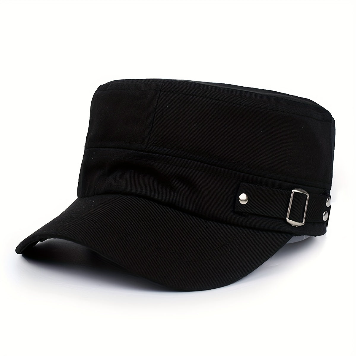 Solid Flat Top Hat Cadet Army Caps Military Adjustable Baseball Cap