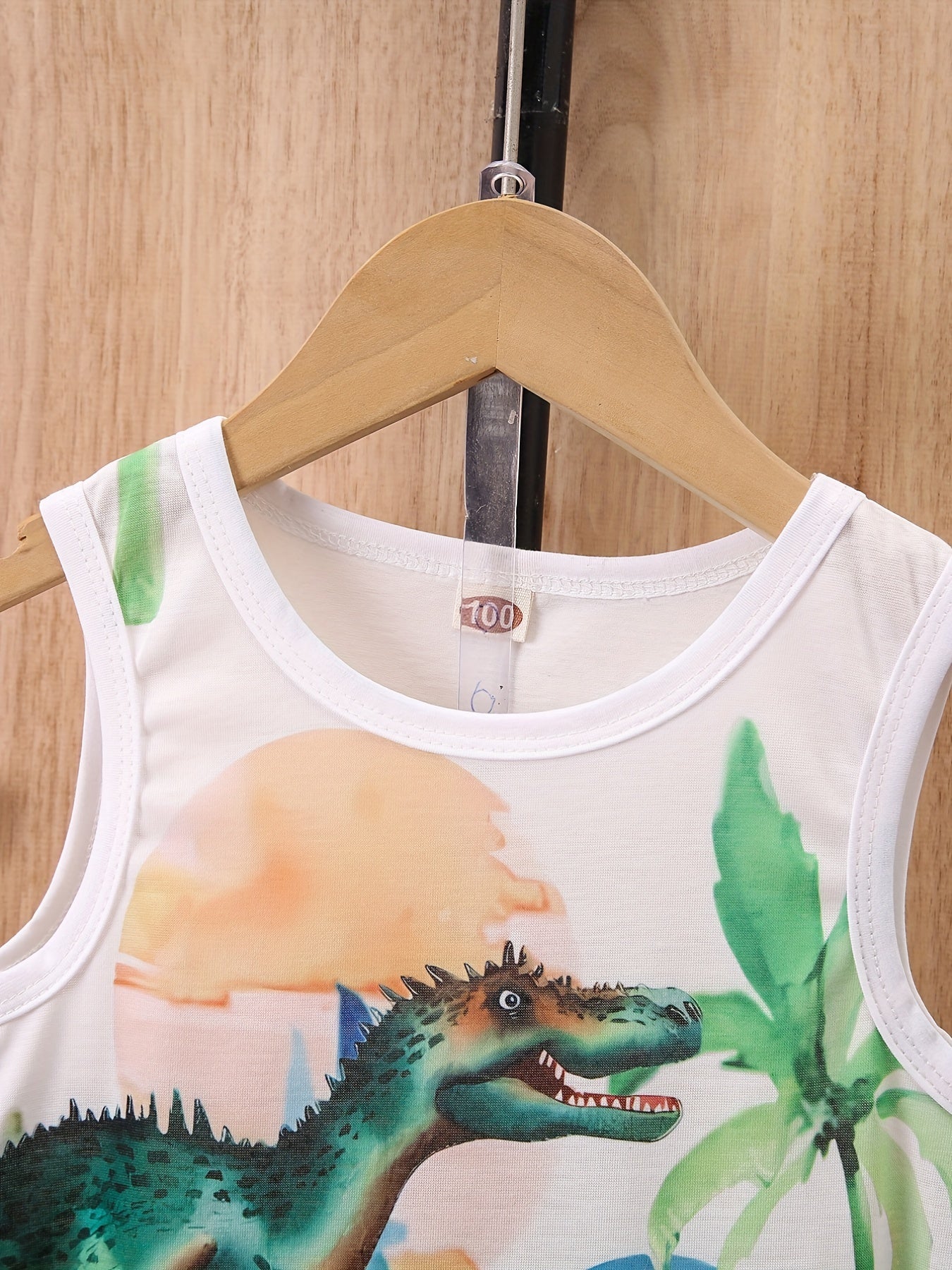 Boys Dinosaur Print Tank Top & Shorts Set for Summer