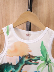 Boys Dinosaur Print Tank Top & Shorts Set for Summer