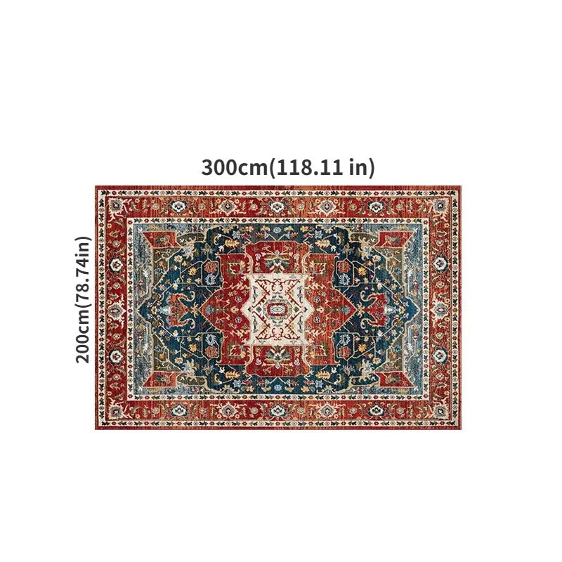Bohemian Living Room Carpet Ethnic Style Vintage High Density Carpet