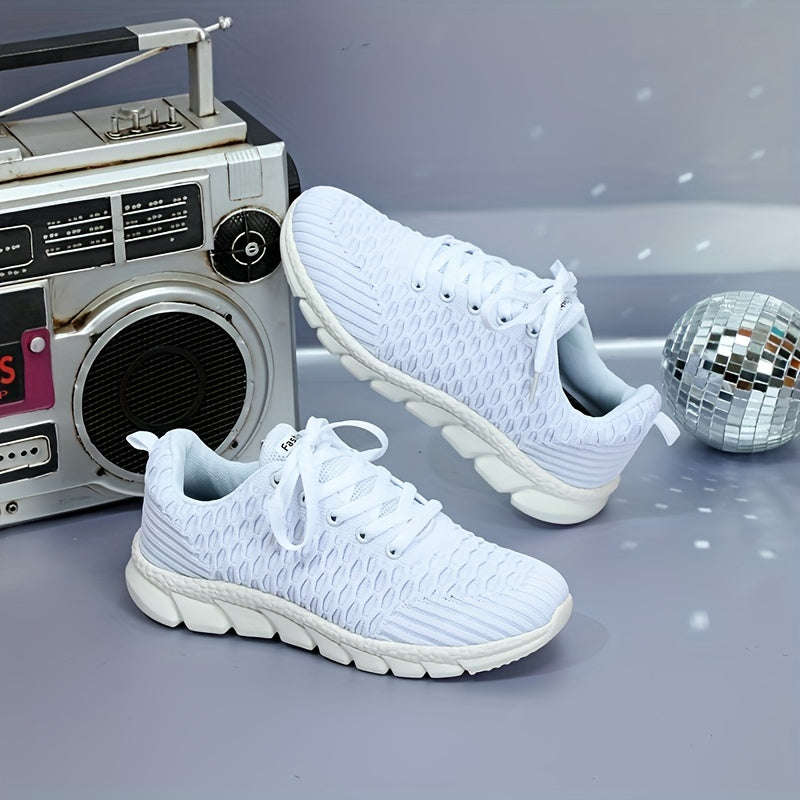 Women's Breathable Woven Sneakers Casual Running Shoes Lightweight Low Top Shoes