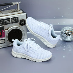 Women's Breathable Woven Sneakers Casual Running Shoes Lightweight Low Top Shoes