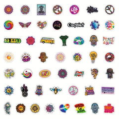 50PCS Psychedelic Hippie Stickers for Teens & Adults