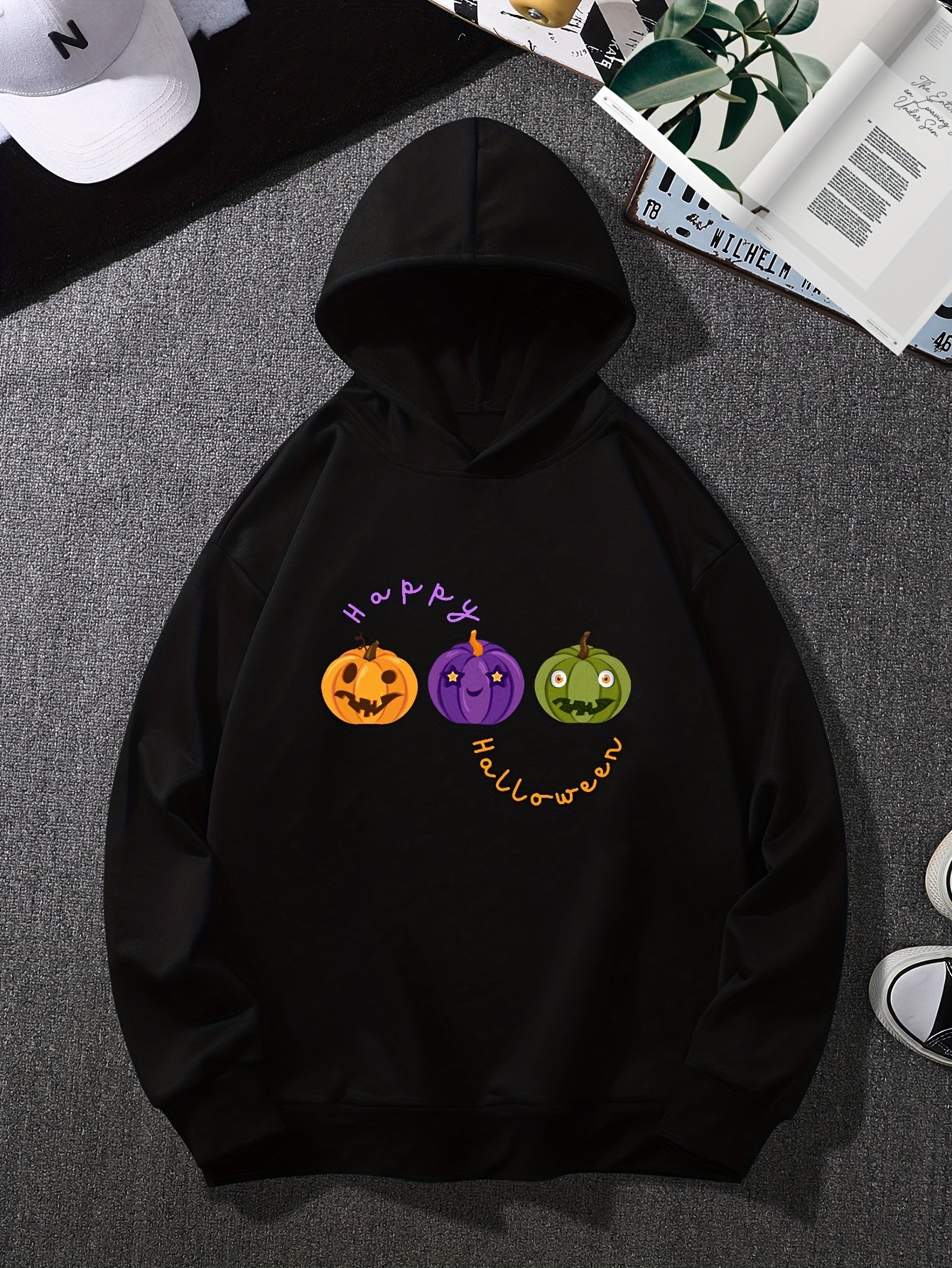 Girls' Pumpkin Graphic Long Sleeve Sweatshirt Hoodie