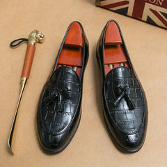 Men's Plaid Tassel Loafers Non Slip Casual Shoes
