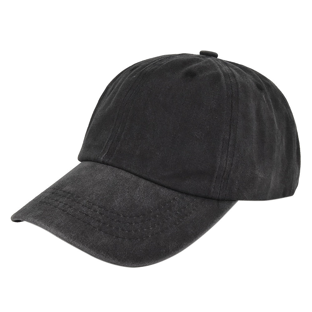 Solid Washed Baseball Cap Adjustable Trucker Hat For Women Men