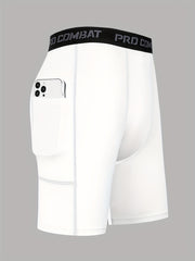 Men's Compression Shorts With Pocket Moisture Wicking Base Layer