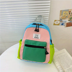 Children's Block Backpack Canvas Large Capacity Schoolbag