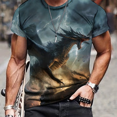 Men's Dragon Graphic T-shirt Active Stretch 3D Print Tee