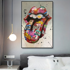 Graffiti Art Wall Paintings Print On Canvas Tongue Street Art Abstract Posters