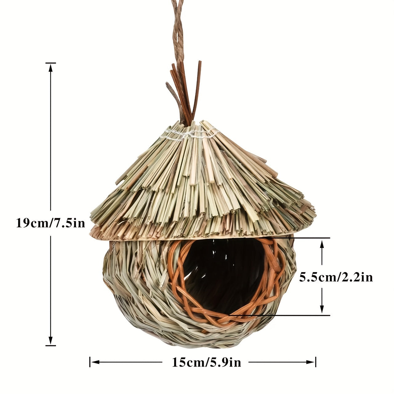 Straw Woven Bird Nest Garden Decor Outdoor Hanging