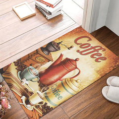 Coffee Print Area Rug Kitchen Floor Mat Anti-slip Washable Carpet