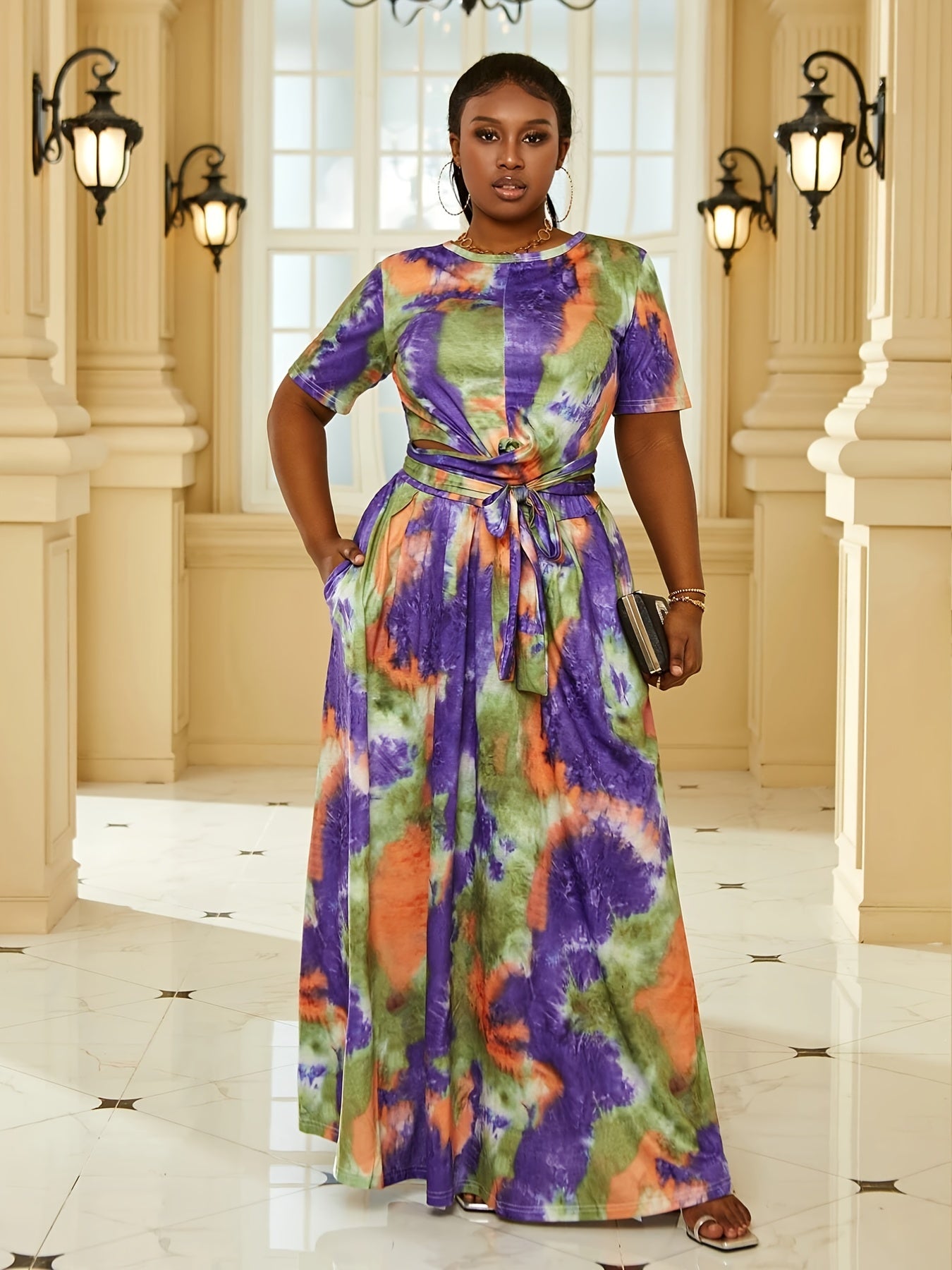 Tie Dye Crop Top & Maxi Skirt Set