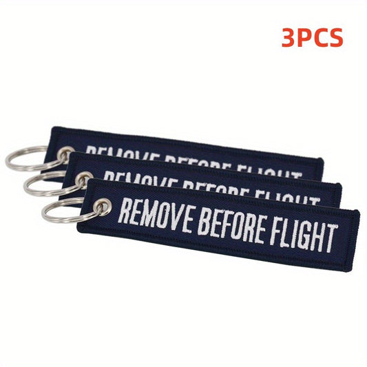 3pcs Embroidery Remove Before Flight Navy Key Fobs for Motorcycles Scooters Cars