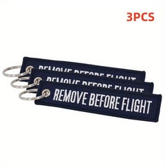 3pcs Embroidery Remove Before Flight Navy Key Fobs for Motorcycles Scooters Cars