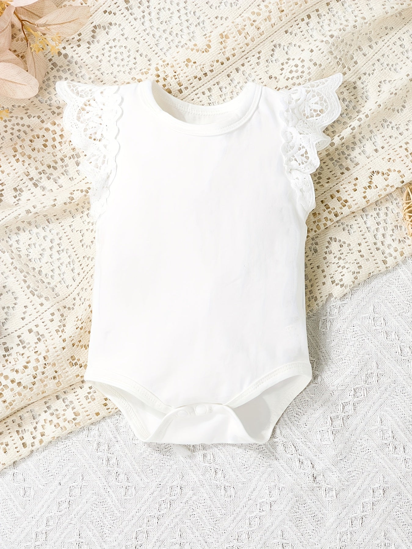 Baby Girl Ruffle Trim Flutter Sleeve Onesie Romper