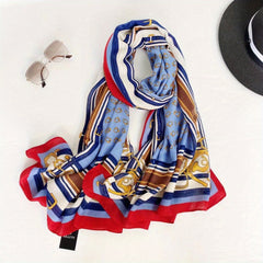 Classic Chain Print Scarf Warm Shawl Women Outdoor Windproof Head Wrap