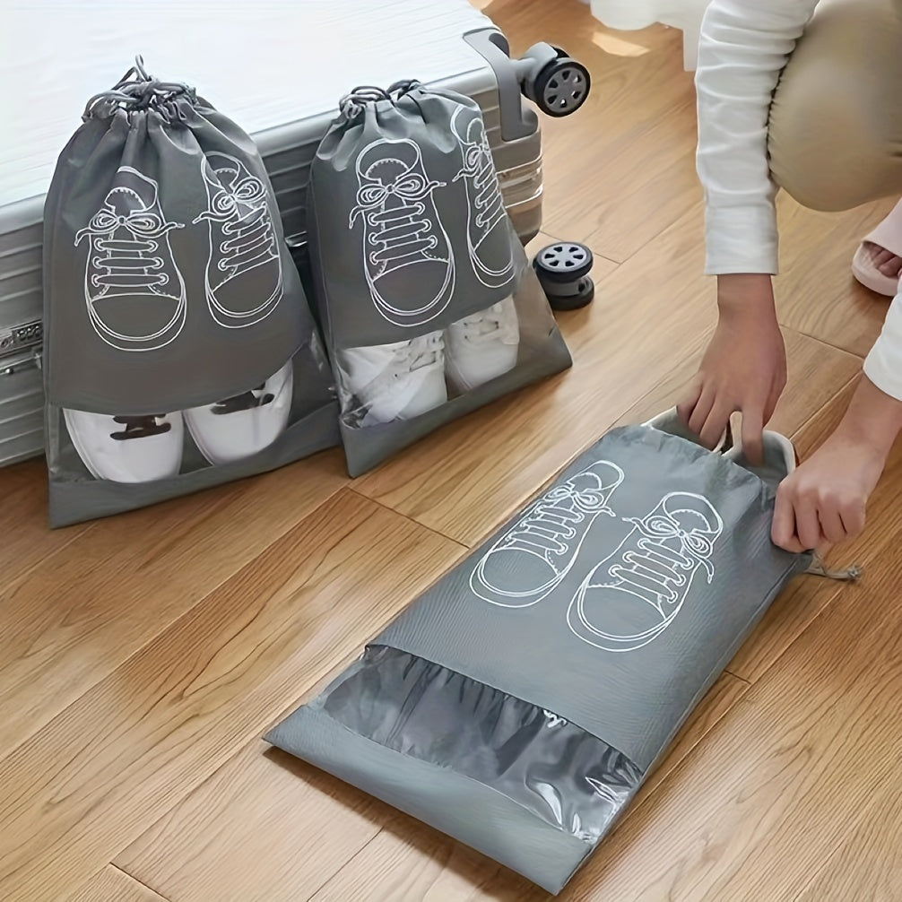 5pcs Portable Foldable Shoes Storage Bags Drawstring Travel Bags