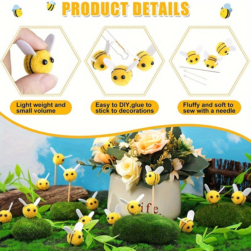 Wool Felt Little Bee Mini Crafts Honey Bee Pom For Tent Decor