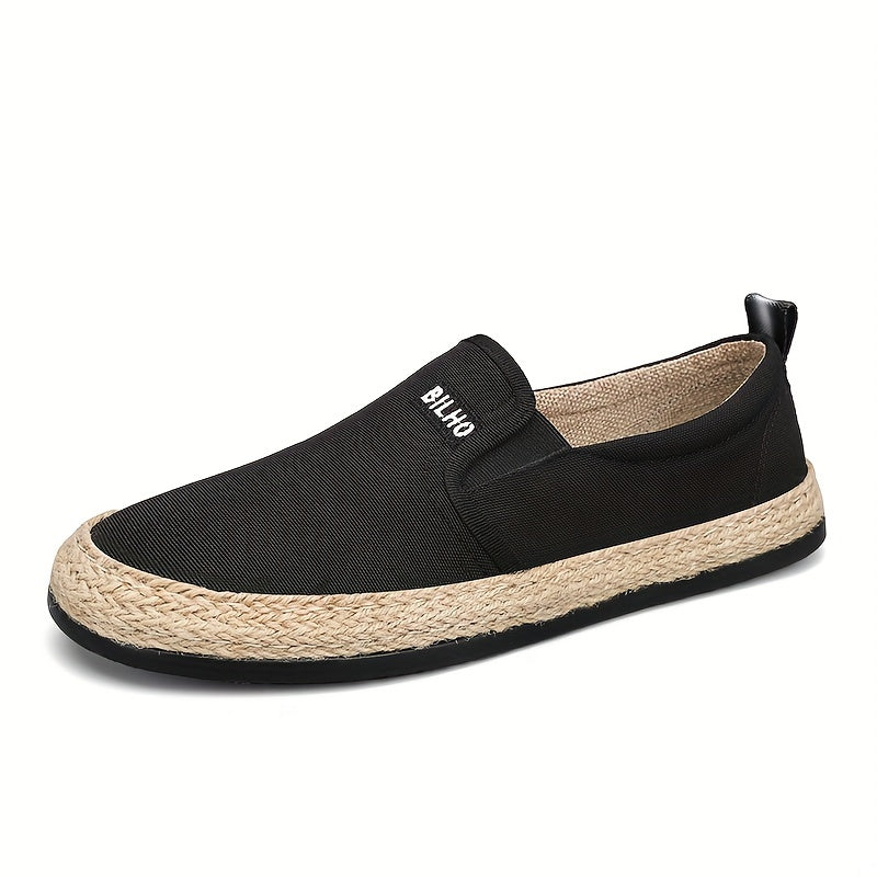 Men's Casual Slip On Canvas Loafer with Espadrille Decor