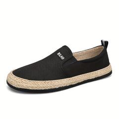 Men's Casual Slip On Canvas Loafer with Espadrille Decor