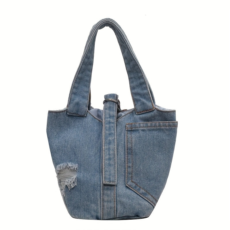 Vintage Denim Bucket Bag Coin Purse for Women