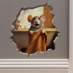Bathroom Rat Hole Towel Sticker 3D Waterproof Self adhesive Sticker