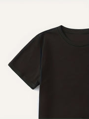 Boy's Happy Face Print T-shirt & Drawstring Shorts Set