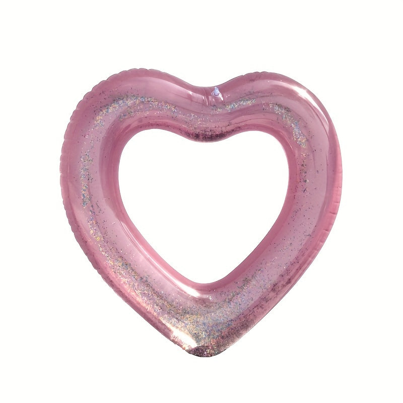 Glitter Love Heart Inflatable Swim Ring Toy