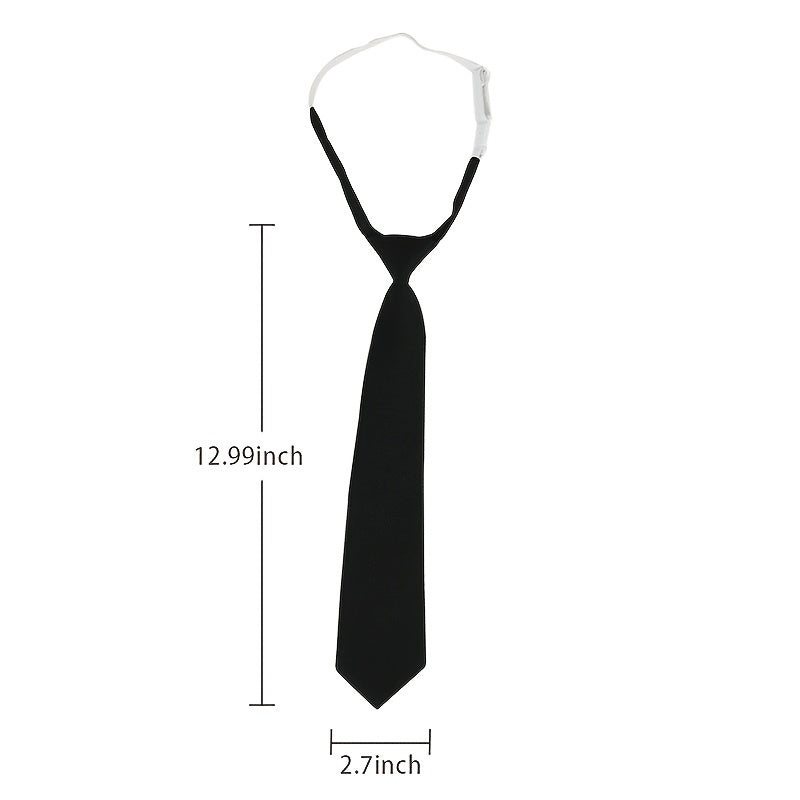 Solid Pre tied Tie Casual Dress Shirt Zipper Type Tie For Work