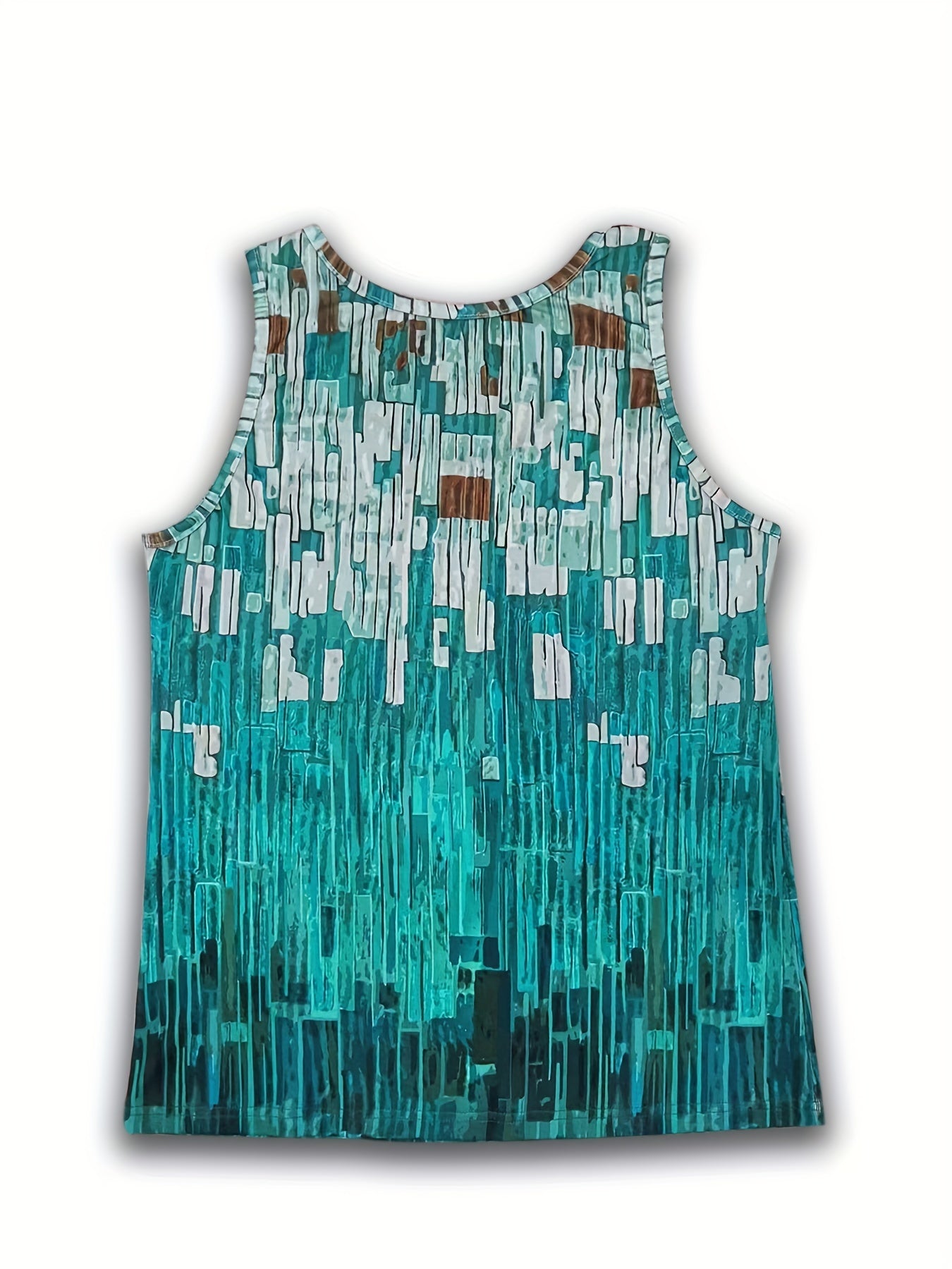 Geometric Print Colorblock Tank Top Sleeveless Crew Neck Summer Casual
