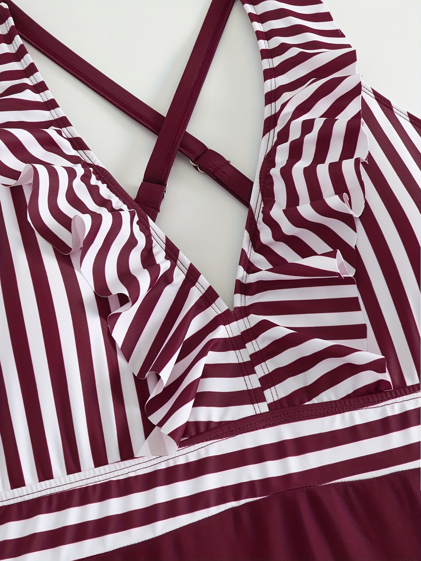Colorblock Striped V Neck One Piece Swimsuit