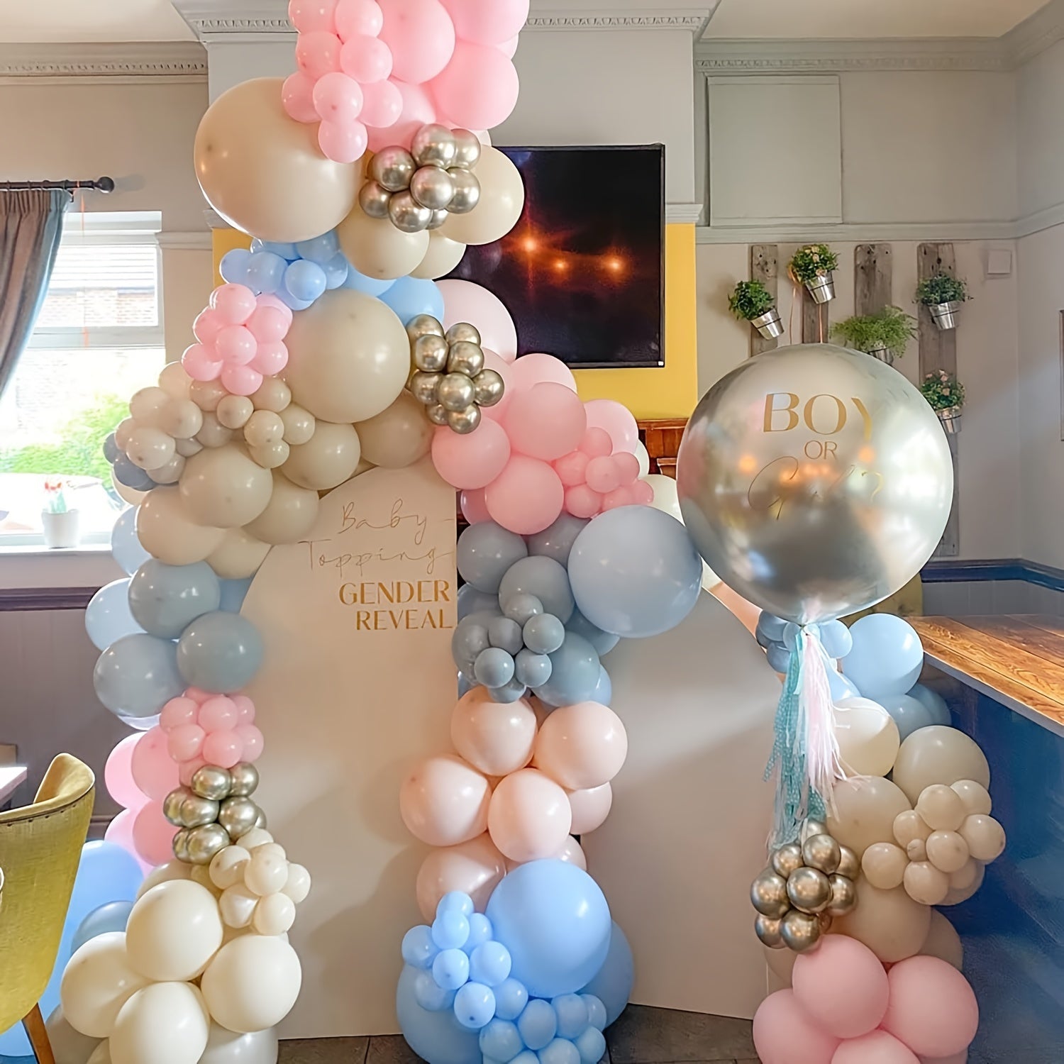 134pcs Gender Reveal Balloon Arch Pink Pastel Party Decoration