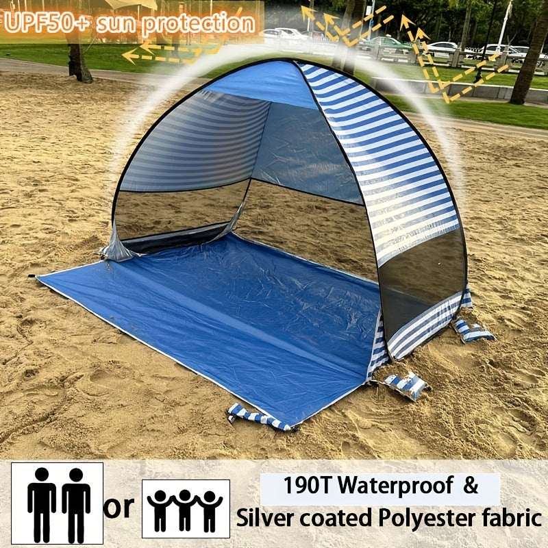 UPF 50 Pop Up Beach Tent Extended Floor Portable Sun Shade Shelter