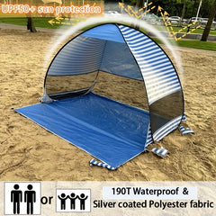 UPF 50 Pop Up Beach Tent Extended Floor Portable Sun Shade Shelter