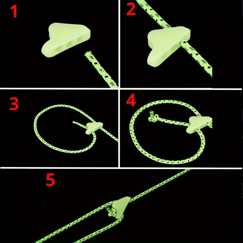 20pcs Fluorescent Triangle Rope Buckles For Outdoor Safety And Convenience