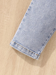 Girls' Daisy Embroidery Straight Leg Jeans For Kids