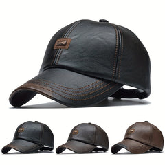 Men's PU Leather Baseball Cap Sun Hat