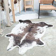 Cozy Brown Cow Fur Floor Mat 47x59inch Animal Pattern Carpet Bedroom Living Room
