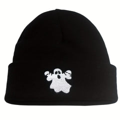 Halloween Beanie Knitted Hat Skull Pumpkin Ghost Embroidery Warm Skull Cap