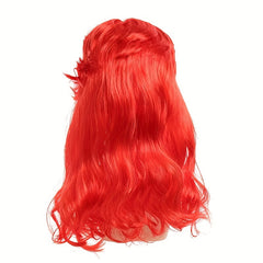 Red Long Curly Mermaid Wig for Halloween Cosplay