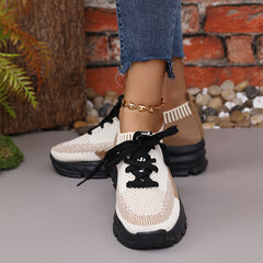 Women's Thick Bottom Running Shoes Mesh Breathable Non-slip Durable Casual Shoes