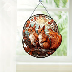 Autumn Smell Squirrel Home Window Decoration - Wall Decor