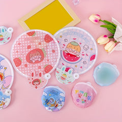 1pc Folding Fan Cartoon Round Fan Portable Mini Cooling Fan